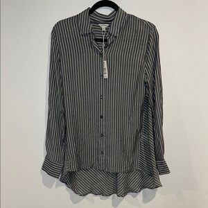 Black and White Striped Women's Top